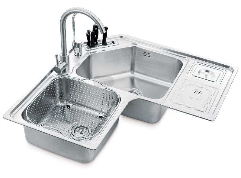 B2-8080 轉(zhuǎn)角盆（帶刀架、垃圾桶、解凍面）